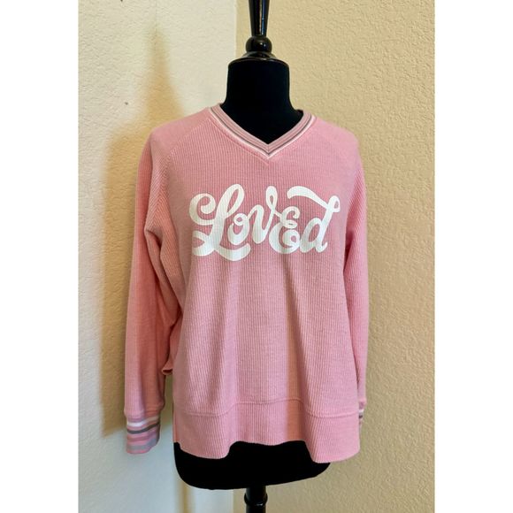 Jadelynn Brooke - Loved V Neck Sweatshirt Ribbed - Sz XS - Picture 1 of 9